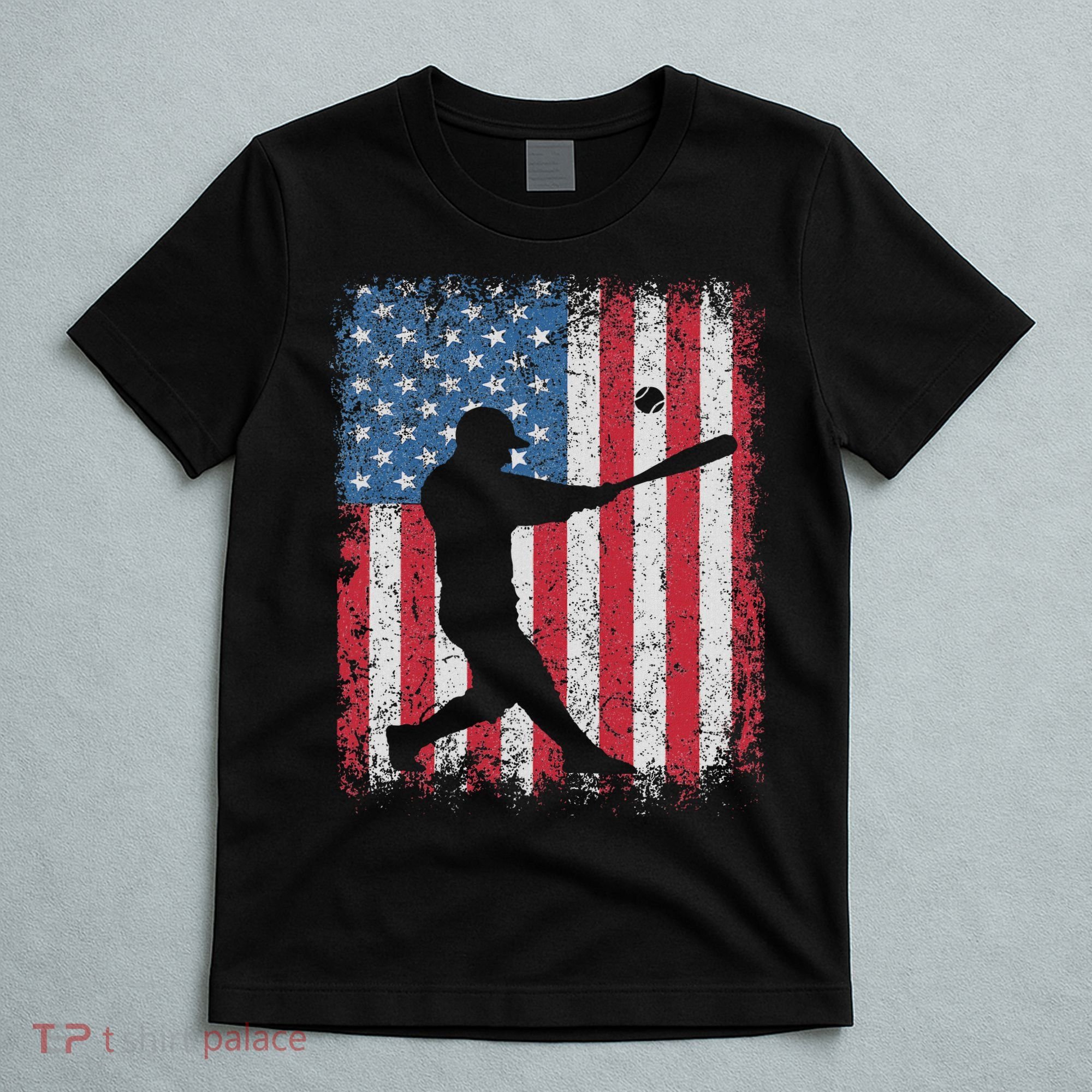 Patriotic Baseball 4th Of July Usa American Flag T-Shirt