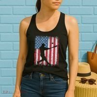 Patriotic Baseball 4th Of July Usa American Flag Women's Tank Top thumb 2