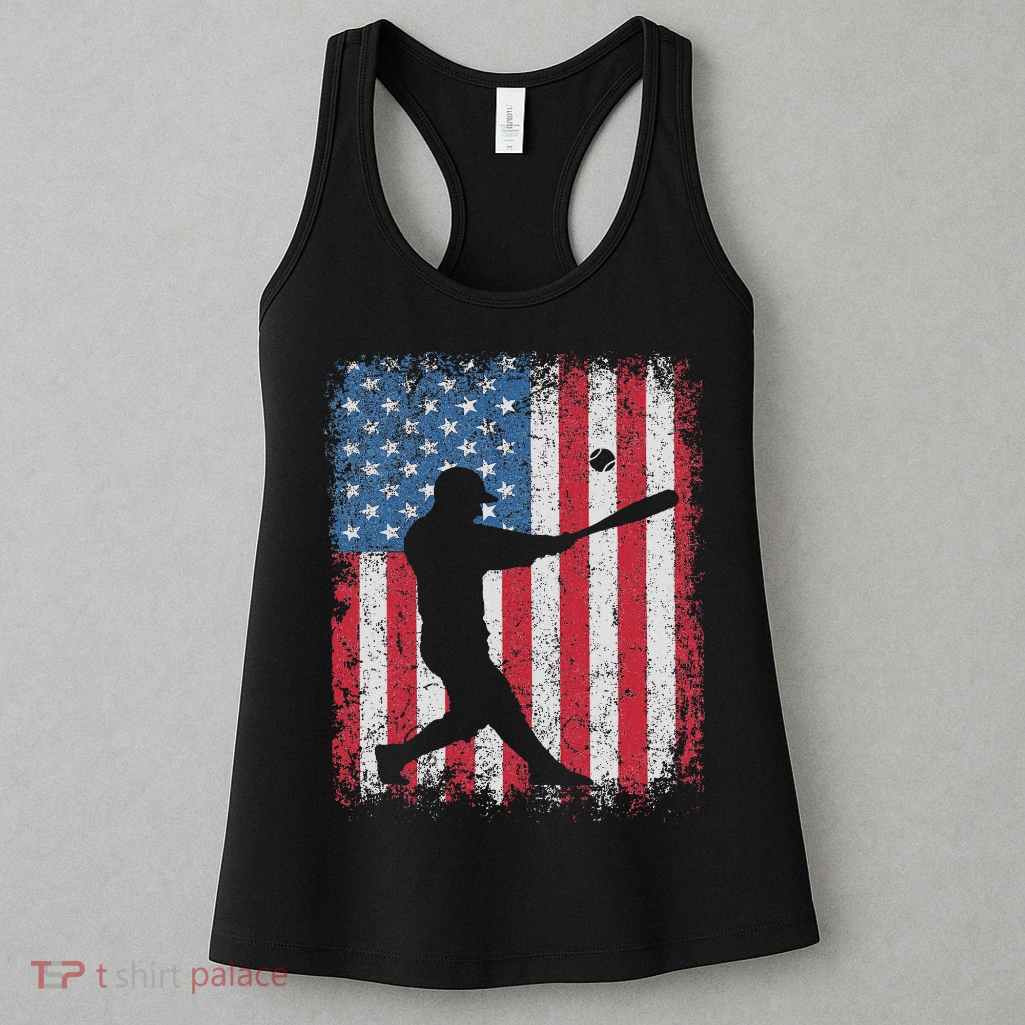 Patriotic Baseball 4th Of July Usa American Flag Women's Tank Top