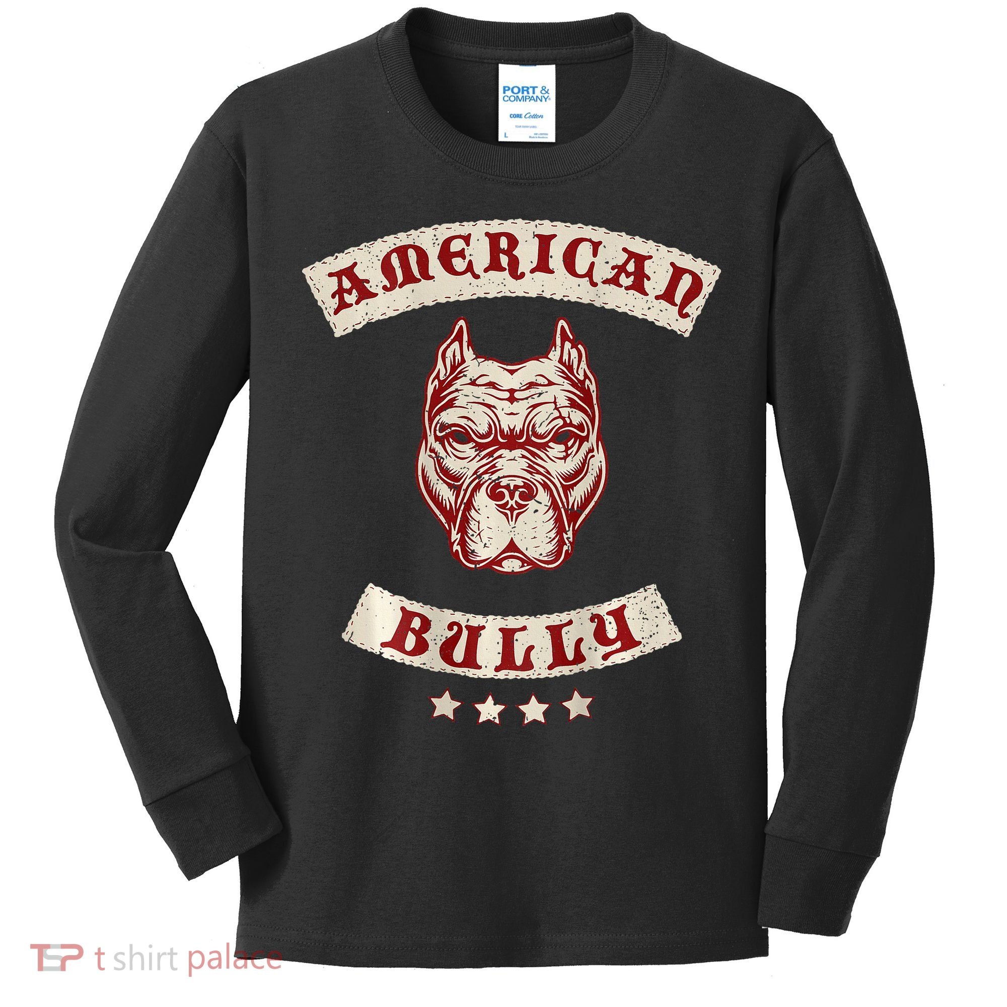 Pit Bull American Bully Dog Breed Mc Style Kids Long Sleeve Shirt