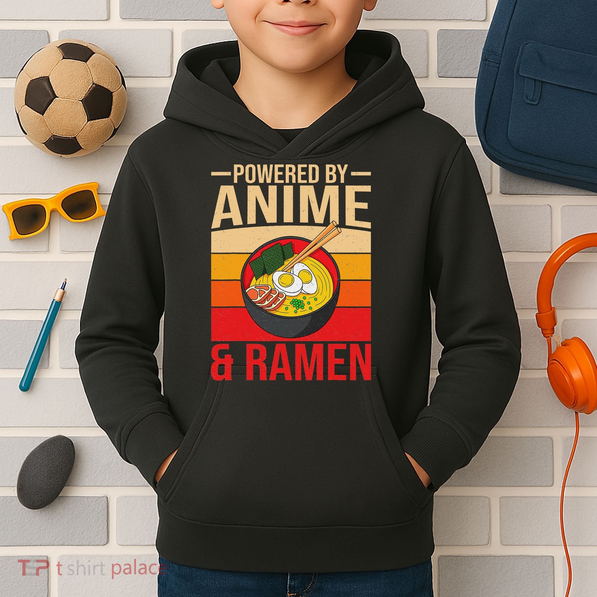 Powered By Anime And Ramen Love Noodles Women Kids Hoodie