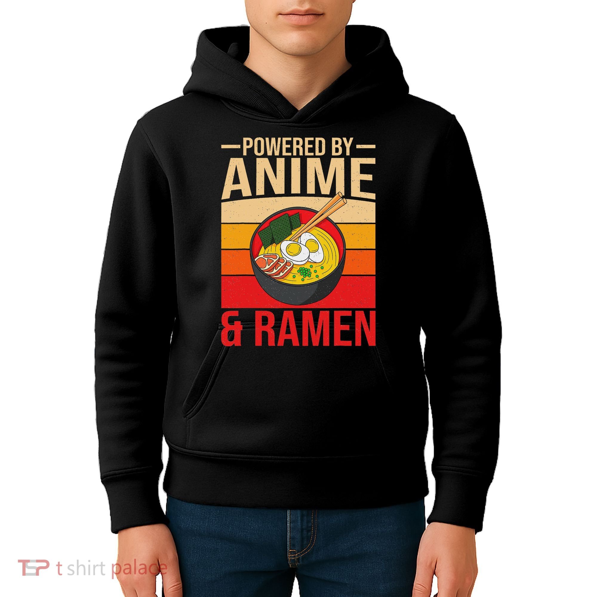 Powered By Anime And Ramen Love Noodles Women Kids Hoodie