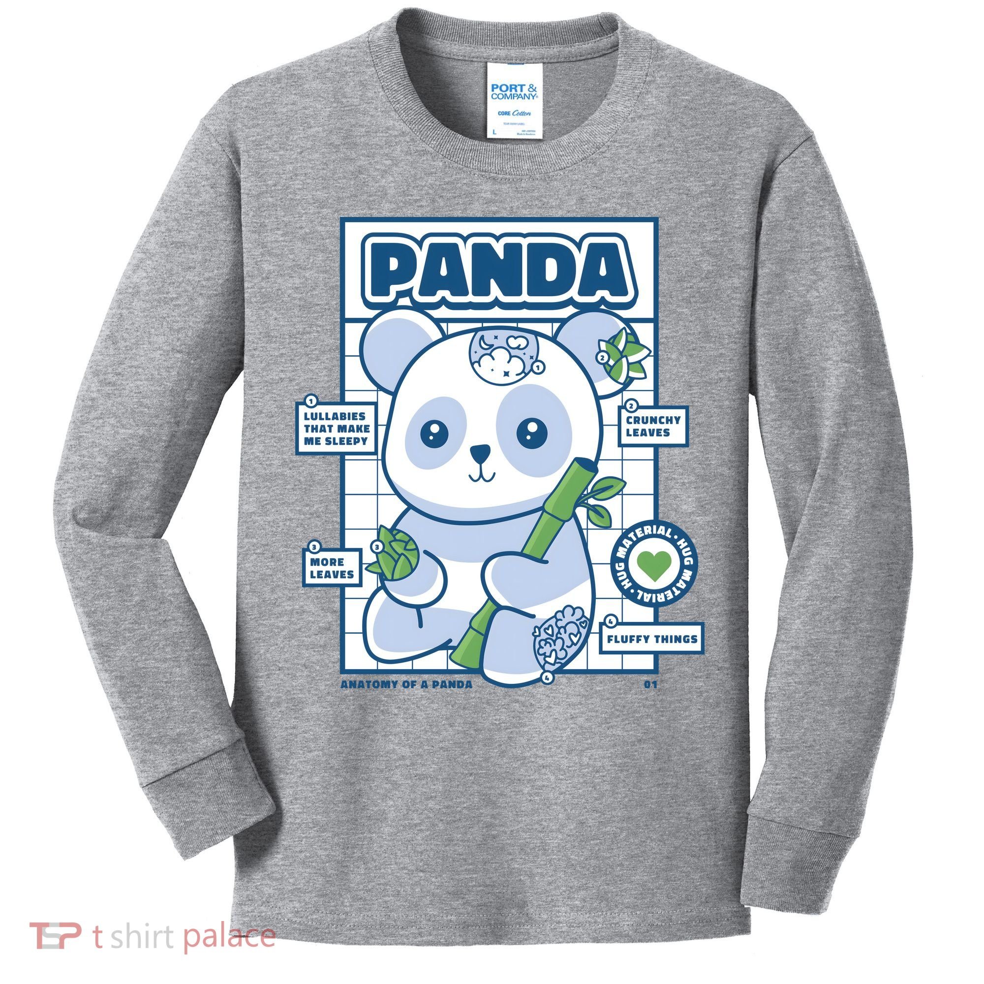 Panda Bear Animal Anatomy Kids Long Sleeve Shirt