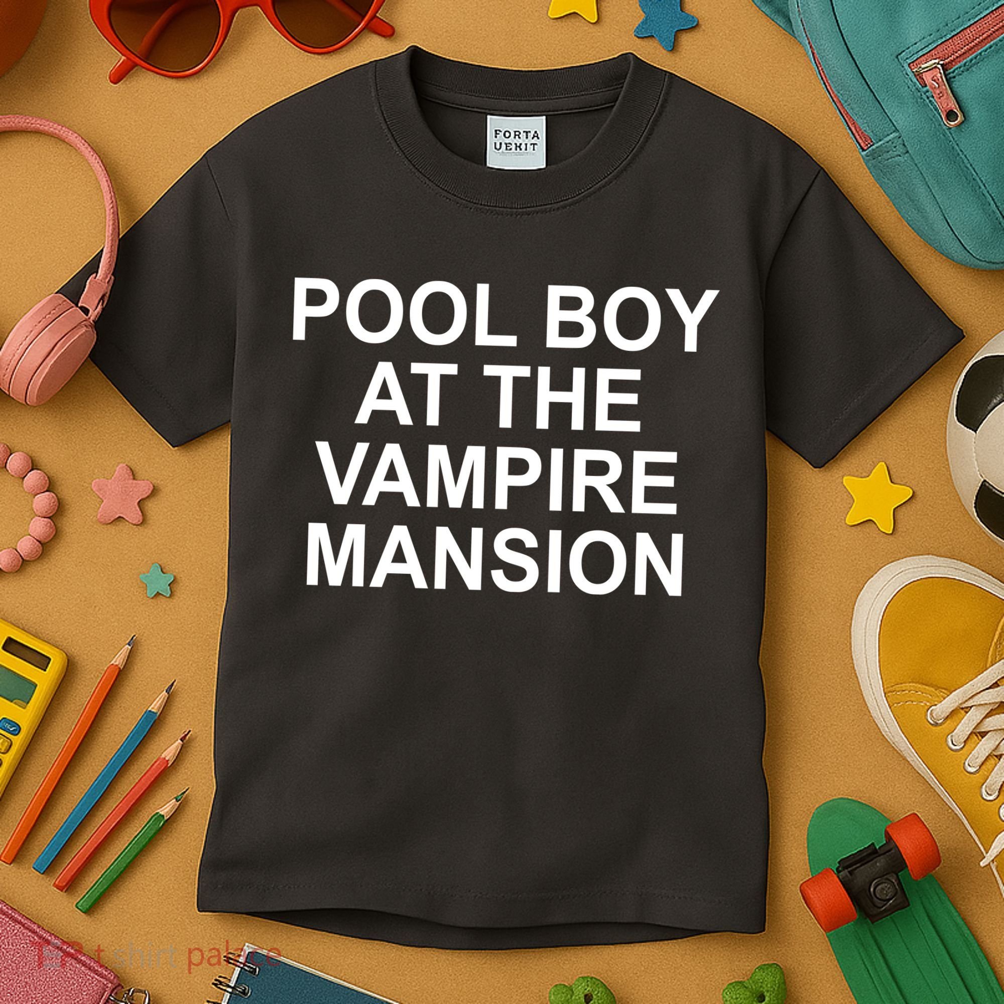 Pool Boy At The Vampire Mansion Kids T-Shirt