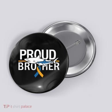 Proud Brother Autism Awareness Shark Support Ribbon Button