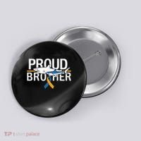 Proud Brother Autism Awareness Shark Support Ribbon Button thumb 0
