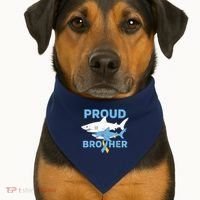 Proud Brother Autism Awareness Shark Support Ribbon USA-Made Doggie Bandana thumb 1