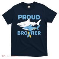 Proud Brother Autism Awareness Shark Support Ribbon T-Shirt thumb 0