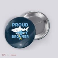 Proud Brother Autism Awareness Shark Support Ribbon Button thumb 0