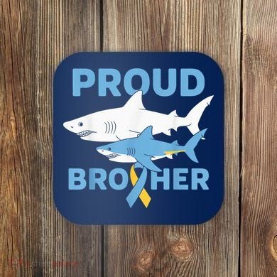 Proud Brother Autism Awareness Shark Support Ribbon Coaster
