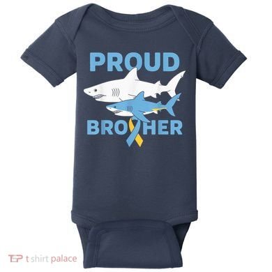Proud Brother Autism Awareness Shark Support Ribbon Baby Bodysuit
