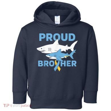 Proud Brother Autism Awareness Shark Support Ribbon Toddler Hoodie