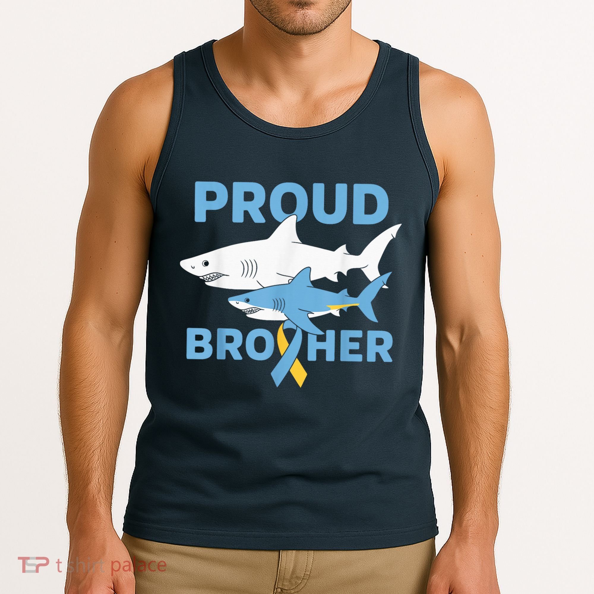 Proud Brother Autism Awareness Shark Support Ribbon Tank Top