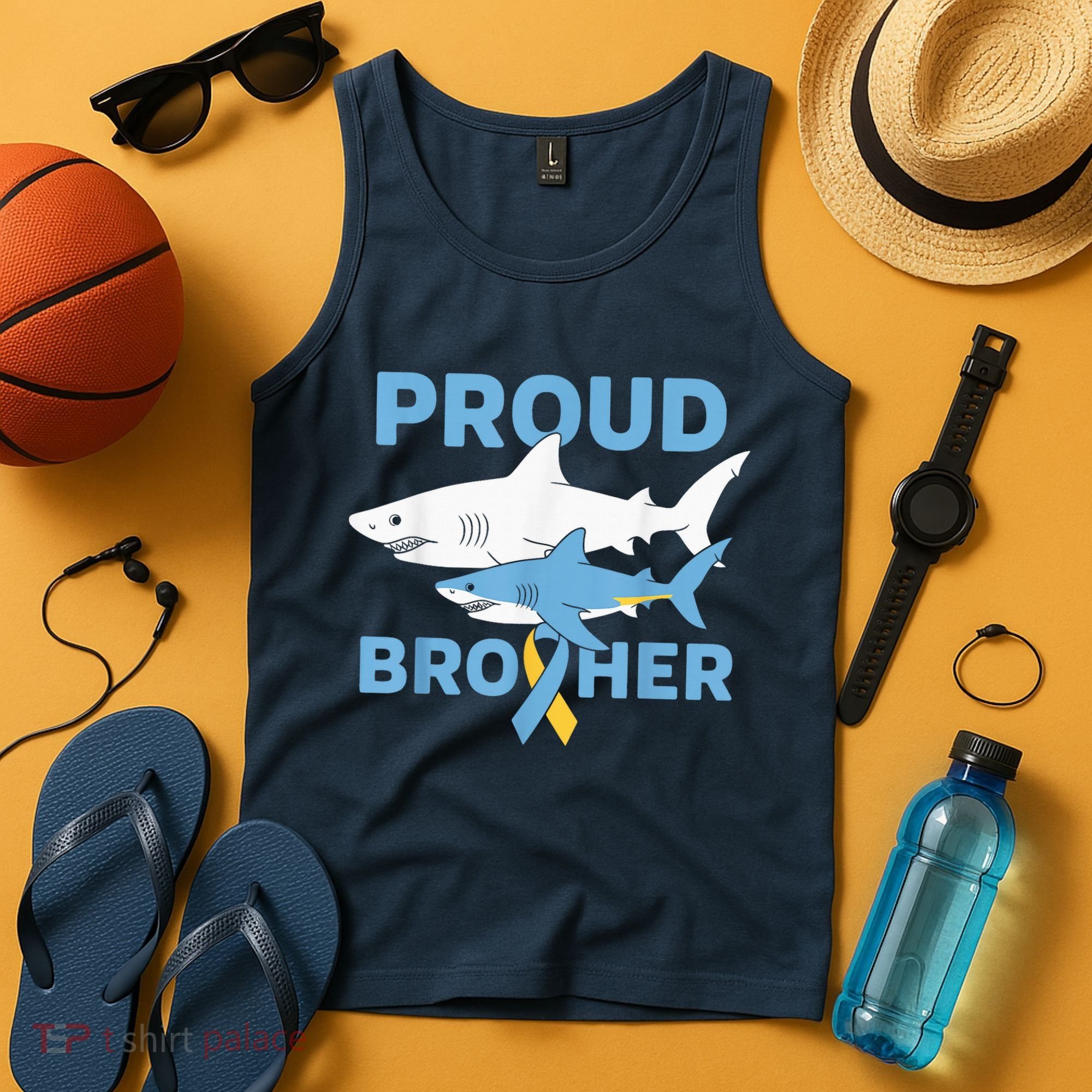 Proud Brother Autism Awareness Shark Support Ribbon Tank Top