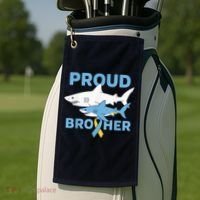 Proud Brother Autism Awareness Shark Support Ribbon Golf Towel thumb 2