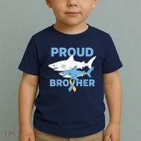Proud Brother Autism Awareness Shark Support Ribbon Toddler T-Shirt thumb 2