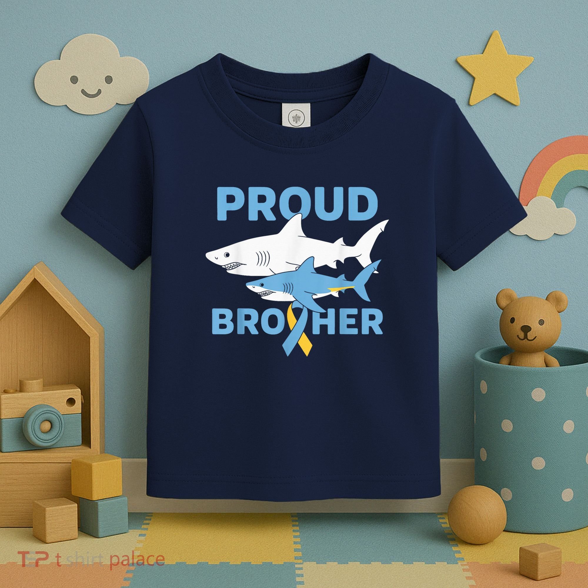 Proud Brother Autism Awareness Shark Support Ribbon Toddler T-Shirt