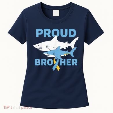 Proud Brother Autism Awareness Shark Support Ribbon Women's T-Shirt