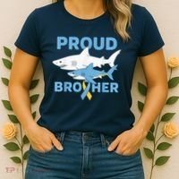 Proud Brother Autism Awareness Shark Support Ribbon Women's T-Shirt thumb 2