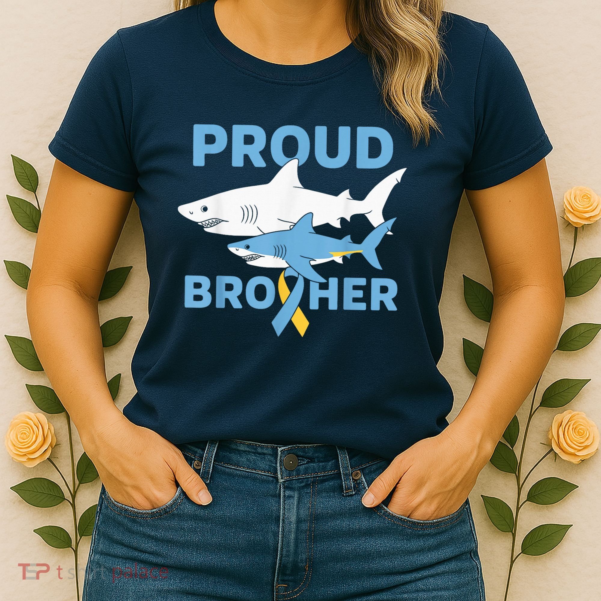 Proud Brother Autism Awareness Shark Support Ribbon Women's T-Shirt