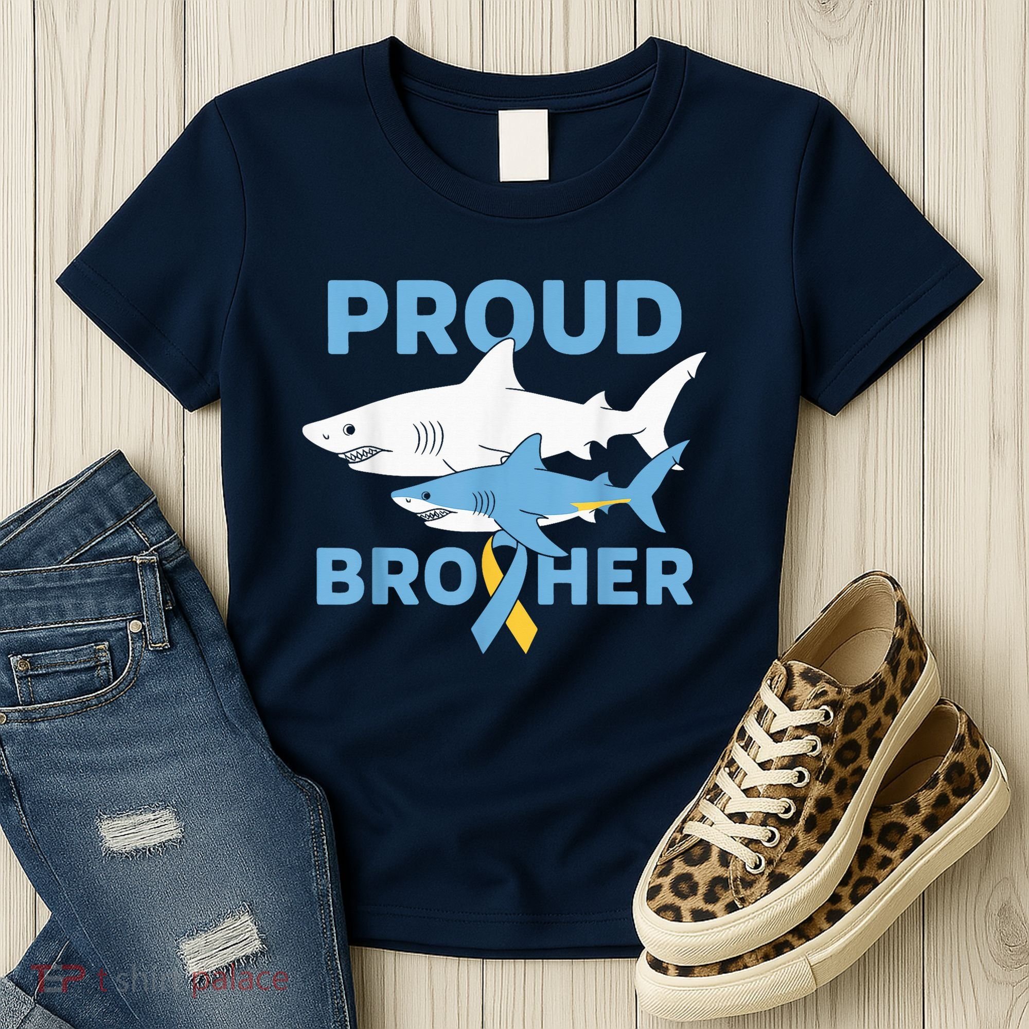 Proud Brother Autism Awareness Shark Support Ribbon Women's T-Shirt