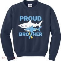 Proud Brother Autism Awareness Shark Support Ribbon Kids Sweatshirt thumb 0