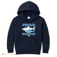 Proud Brother Autism Awareness Shark Support Ribbon Kids Hoodie thumb 0