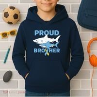 Proud Brother Autism Awareness Shark Support Ribbon Kids Hoodie thumb 2