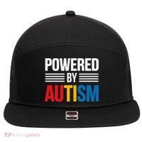 Powered By Autism For Autism Awareness Women Mom 7 Panel Mesh Trucker Snapback Hat thumb 0