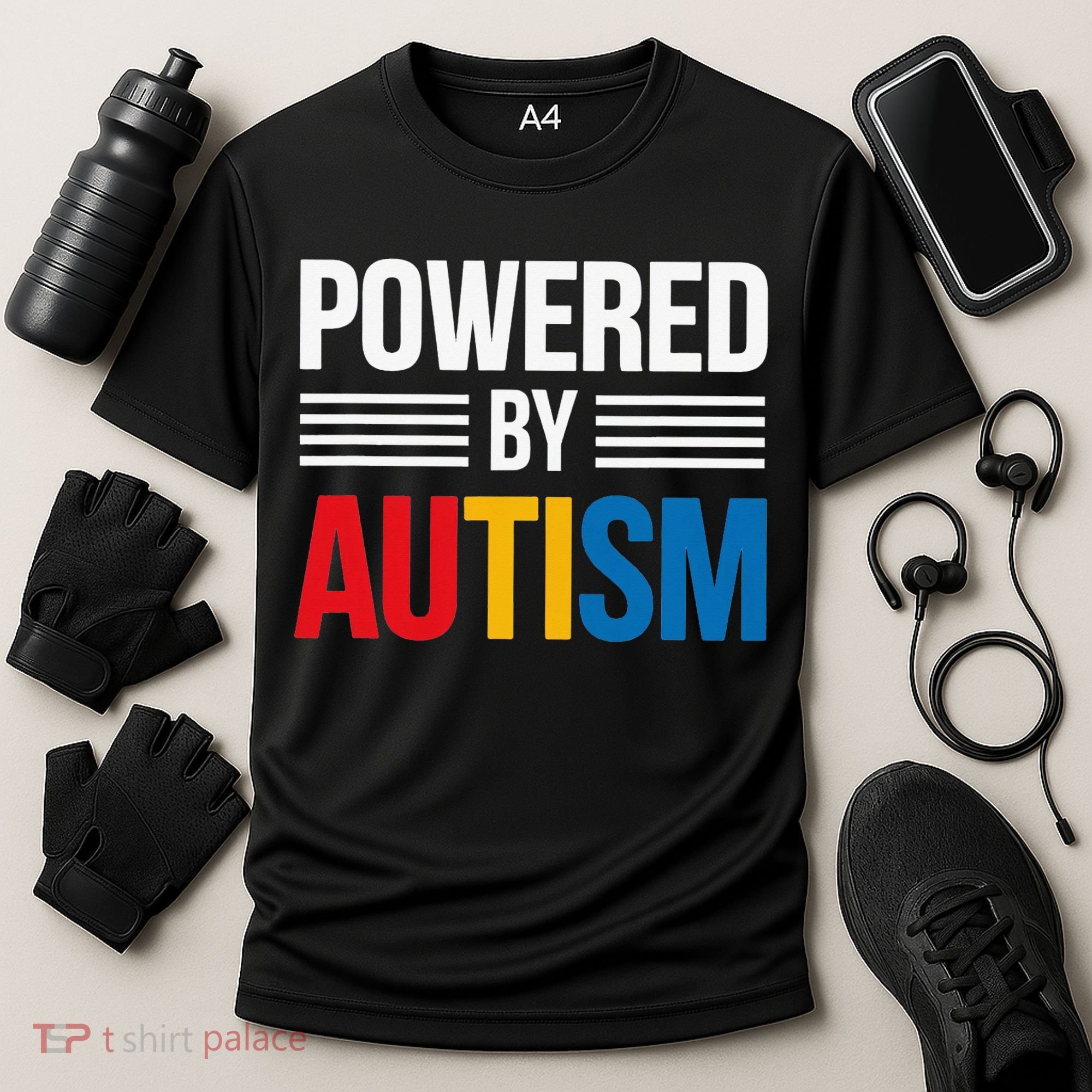 Powered By Autism For Autism Awareness Women Mom Cooling Performance Crew T-Shirt
