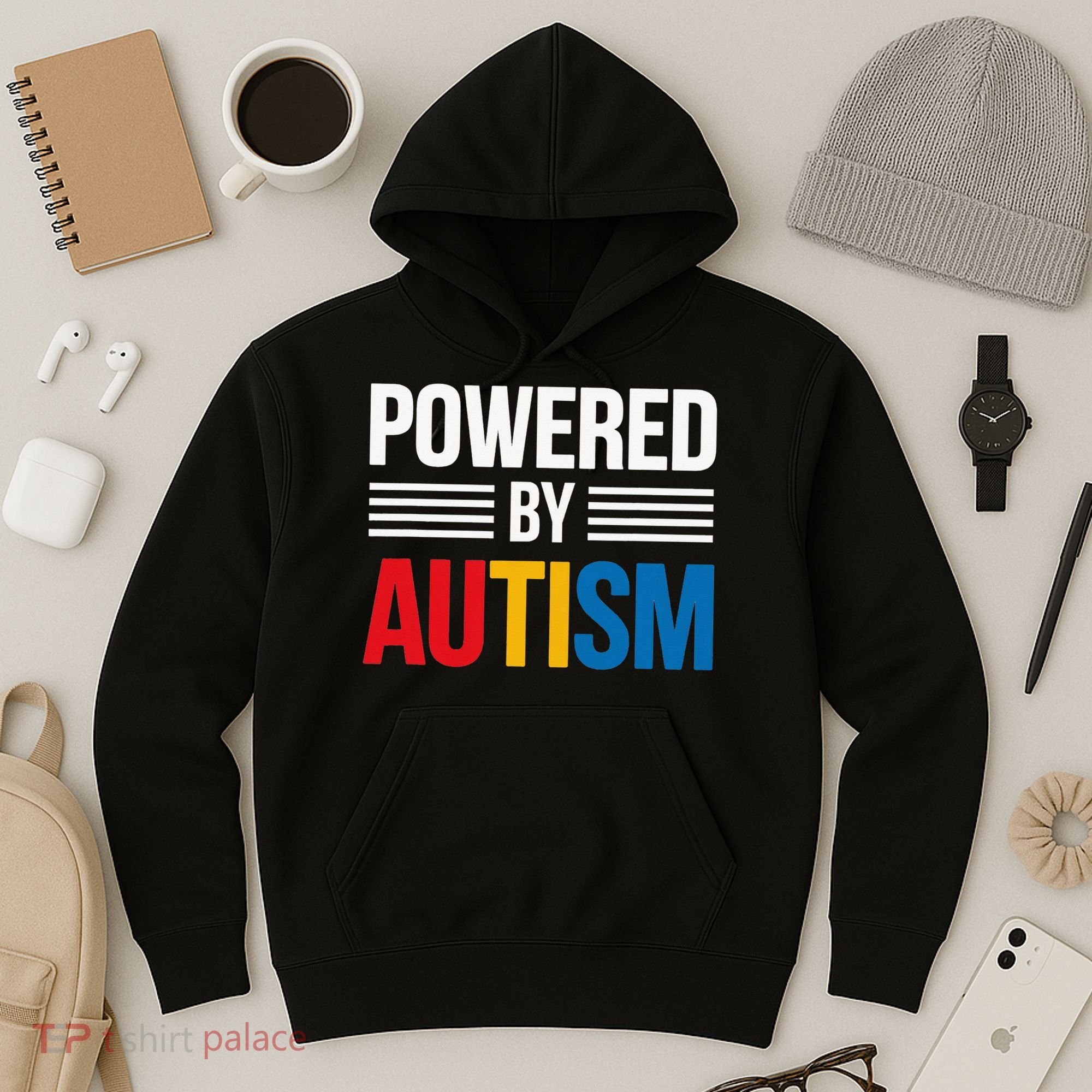 Powered By Autism For Autism Awareness Women Mom Hoodie