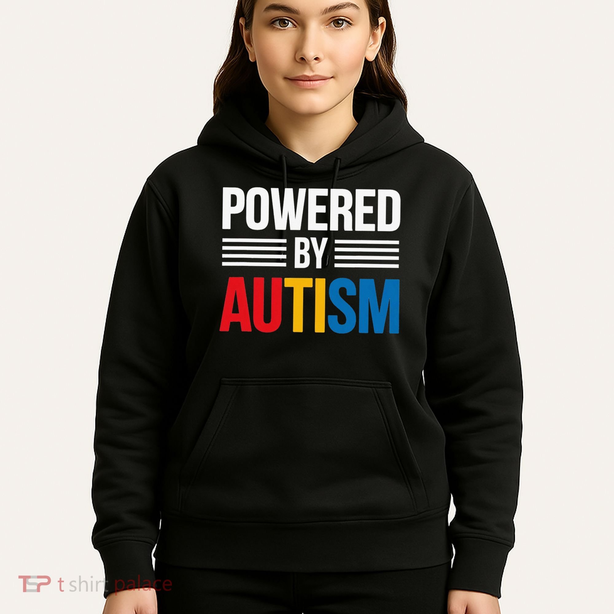 Powered By Autism For Autism Awareness Women Mom Hoodie
