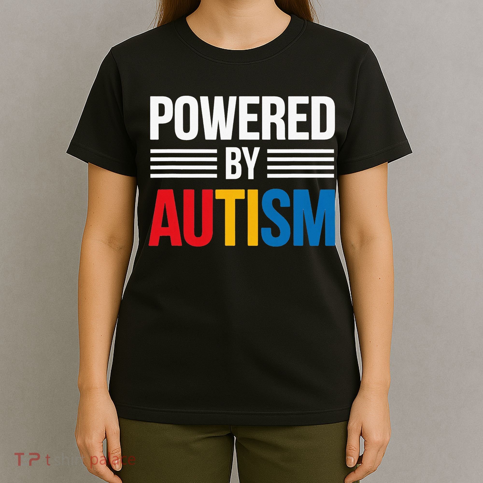 Powered By Autism For Autism Awareness Women Mom T-Shirt