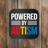 Powered By Autism For Autism Awareness Women Mom Coaster thumb 0
