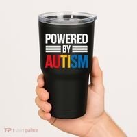 Powered By Autism For Autism Awareness Women Mom Tumbler thumb 2