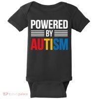 Powered By Autism For Autism Awareness Women Mom Baby Bodysuit thumb 0