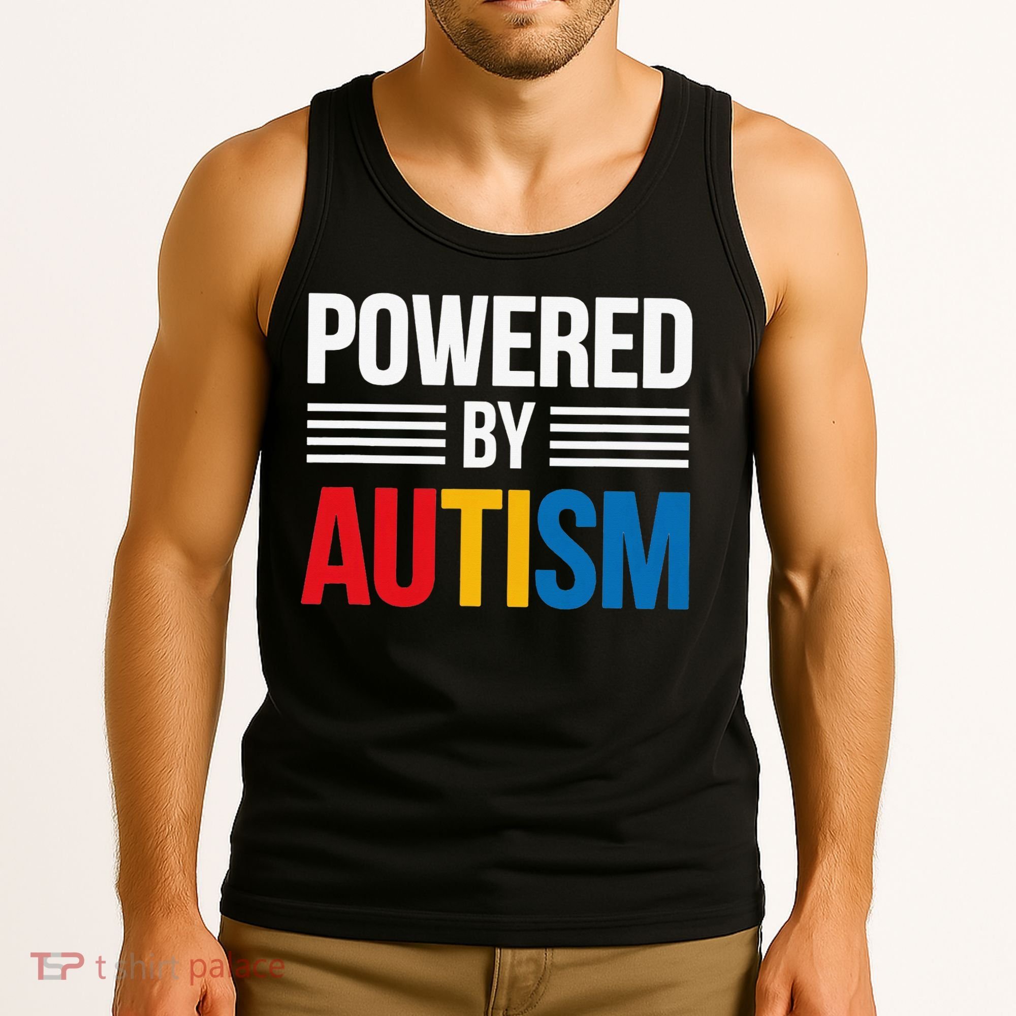 Powered By Autism For Autism Awareness Women Mom Tank Top