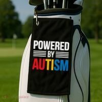 Powered By Autism For Autism Awareness Women Mom Golf Towel thumb 2
