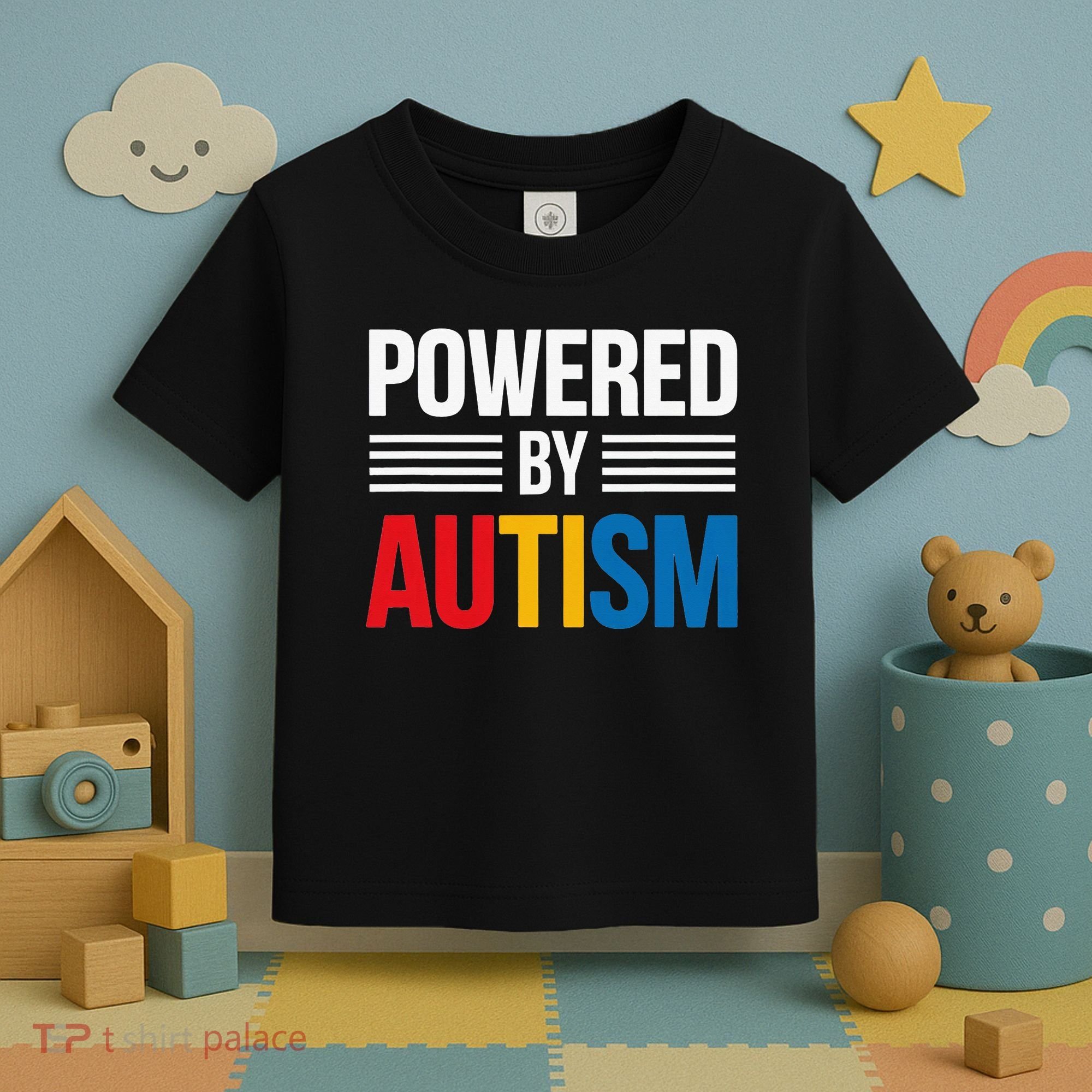 Powered By Autism For Autism Awareness Women Mom Toddler T-Shirt