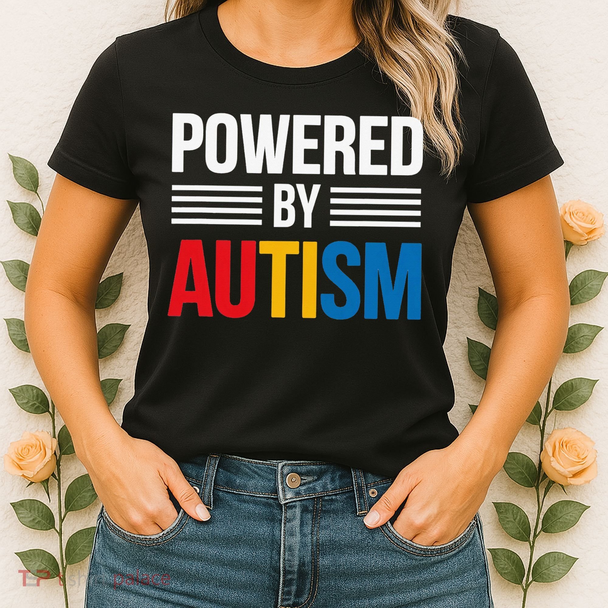 Powered By Autism For Autism Awareness Women Mom Women's T-Shirt