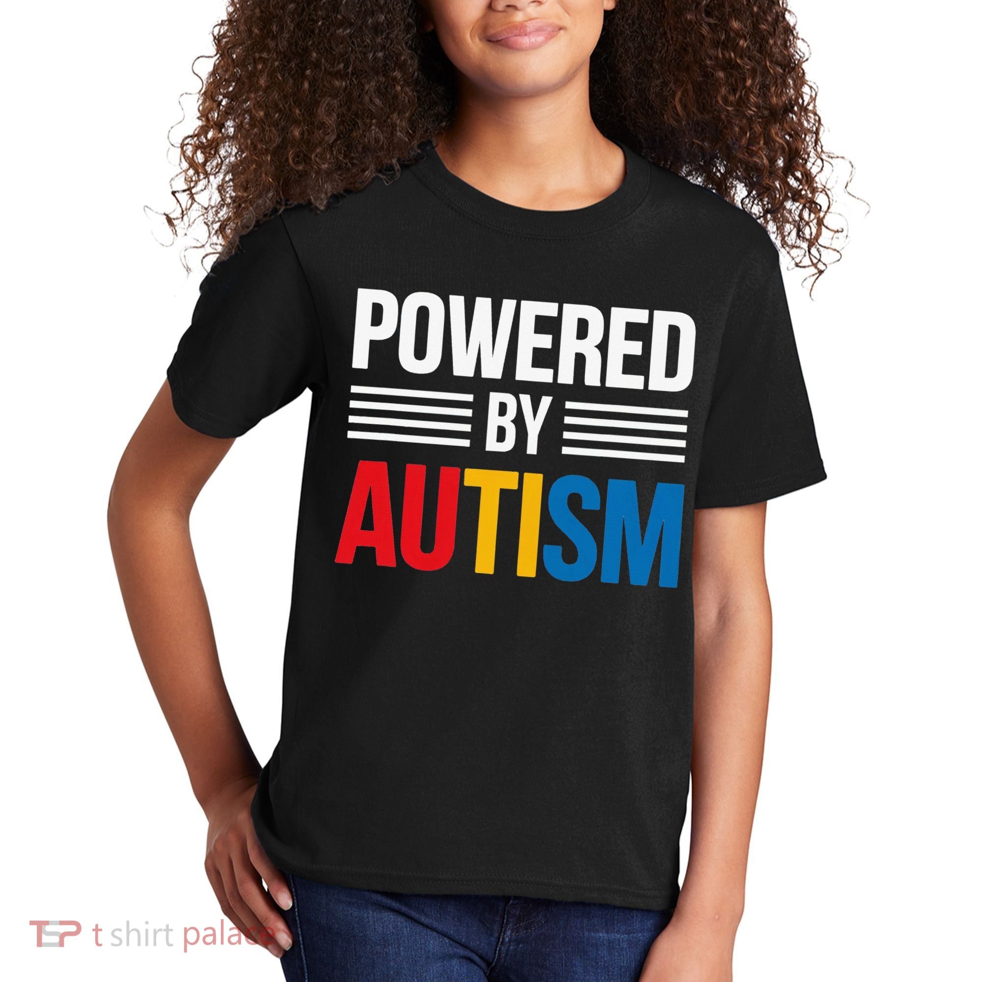Powered By Autism For Autism Awareness Women Mom Kids T-Shirt