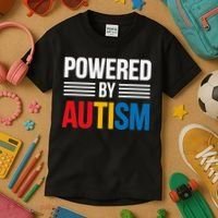 Powered By Autism For Autism Awareness Women Mom Kids T-Shirt thumb 3