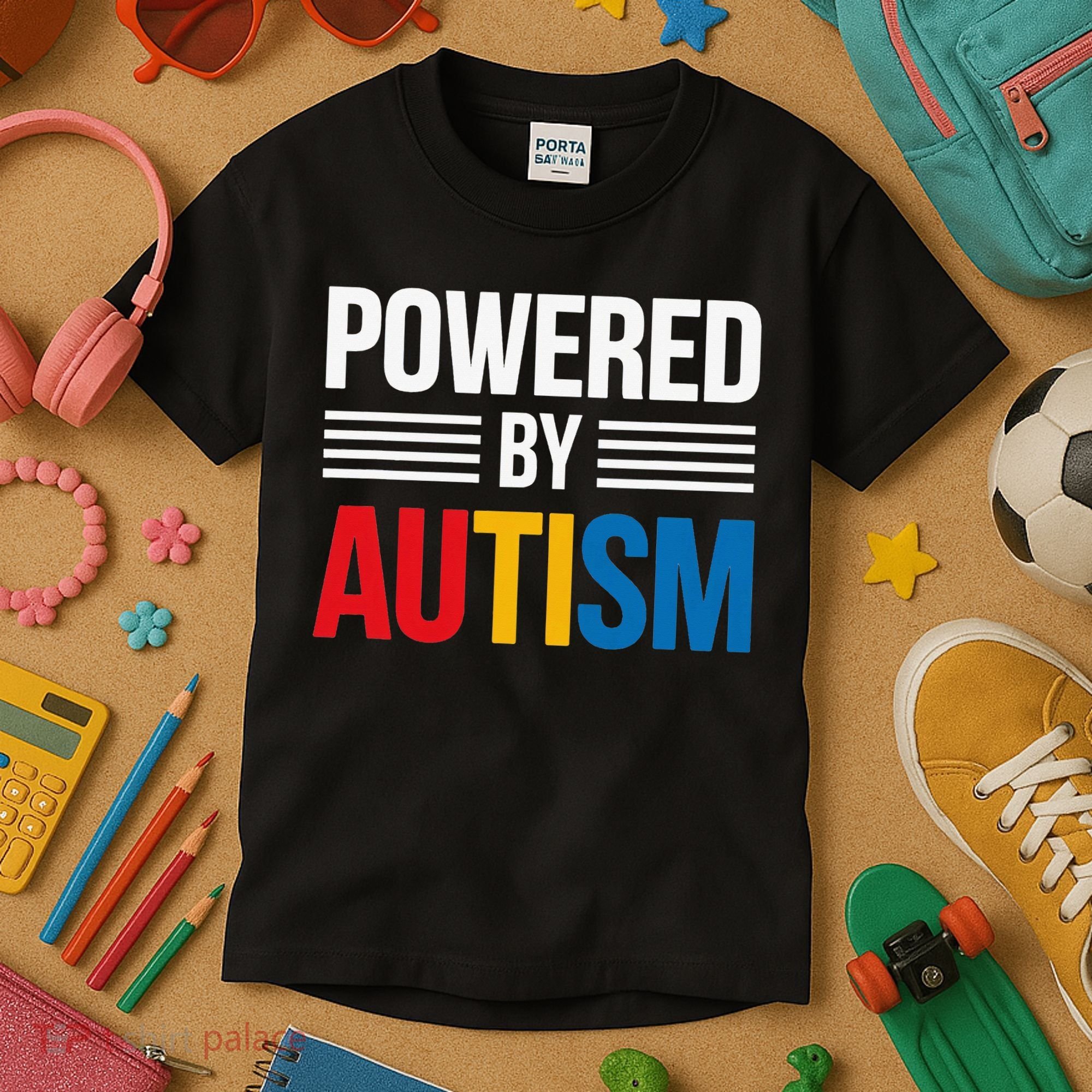 Powered By Autism For Autism Awareness Women Mom Kids T-Shirt
