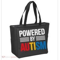 Powered By Autism For Autism Awareness Women Mom Tote Bag thumb 2