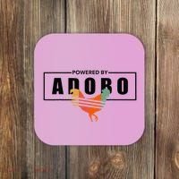 Powered By Adobo Chicken Retro Rooster Filipino Popular Food Coaster thumb 0