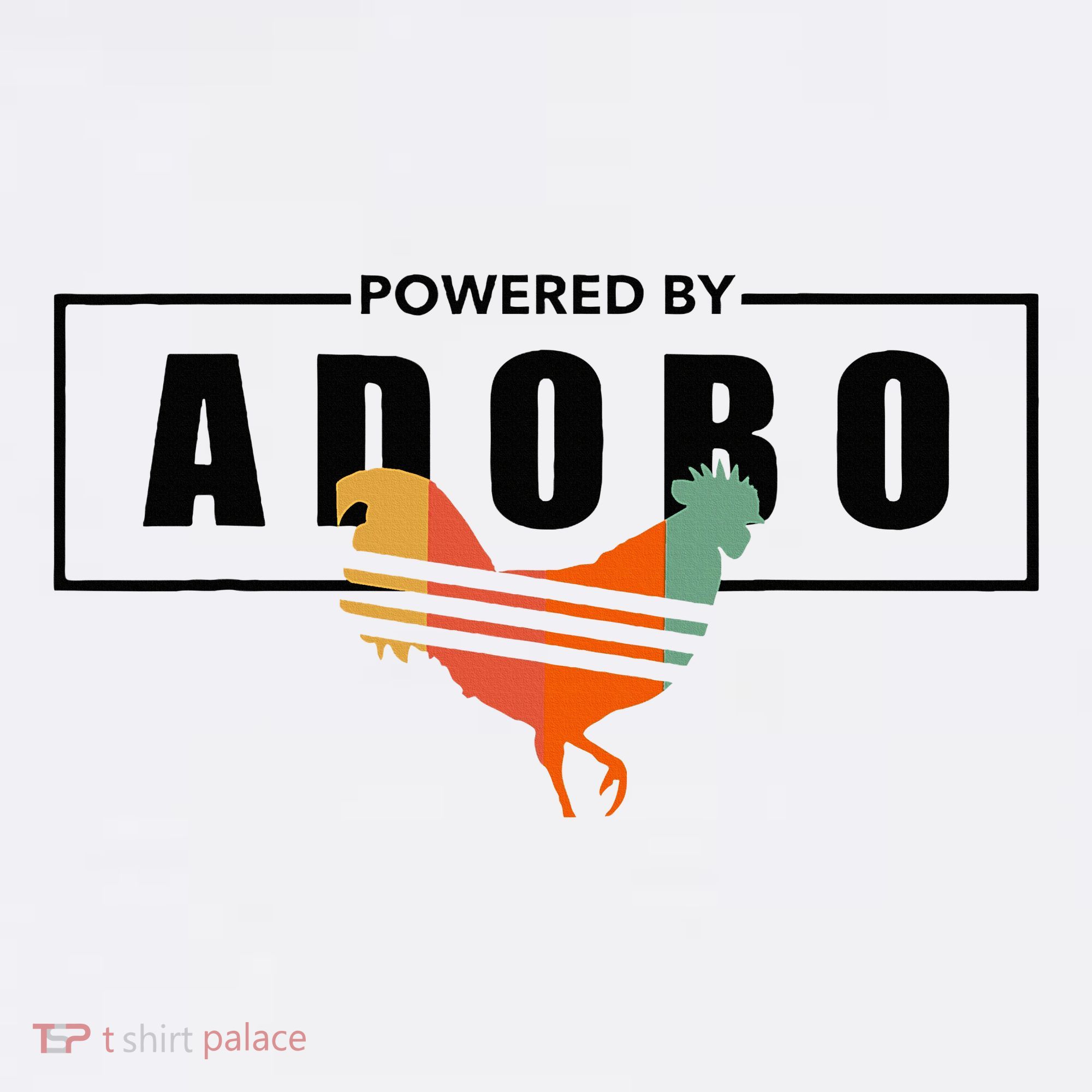 Powered By Adobo Chicken Retro Rooster Filipino Popular Food Polo