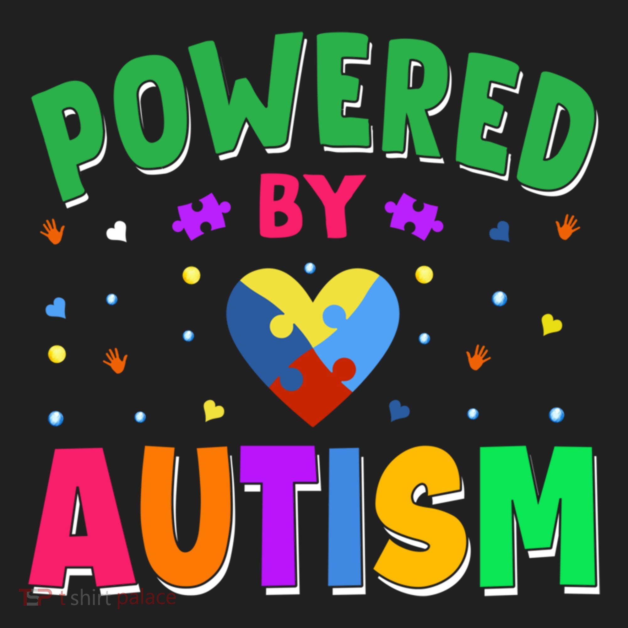 Powered By Autism Awareness Month Autism - Autism Funny Gift Comfort Colors T-Shirt