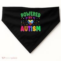 Powered By Autism Awareness Month Autism - Autism Funny Gift USA-Made Doggie Bandana thumb 0