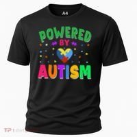 Powered By Autism Awareness Month Autism - Autism Funny Gift Cooling Performance Crew T-Shirt thumb 0