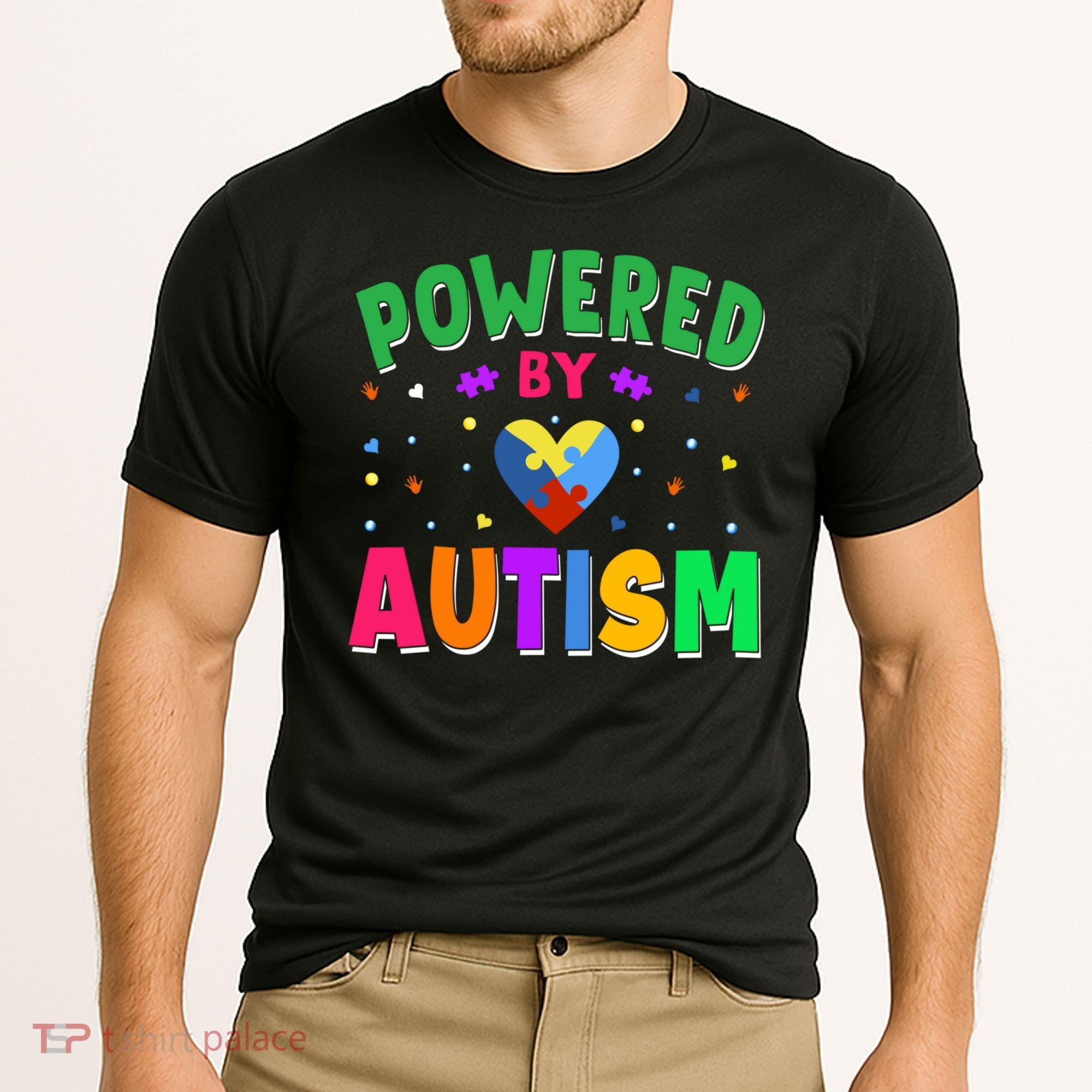 Powered By Autism Awareness Month Autism - Autism Funny Gift Cooling Performance Crew T-Shirt